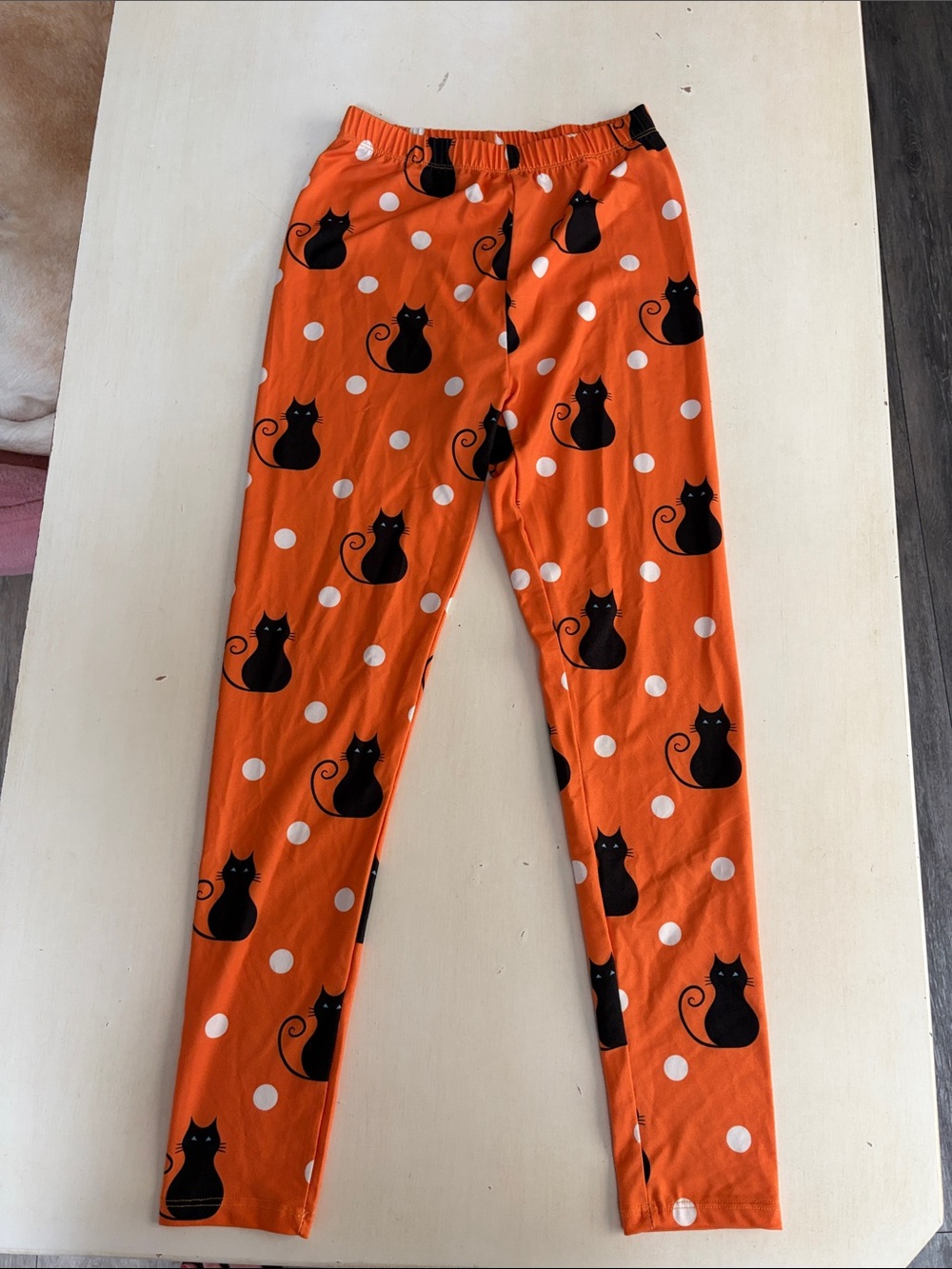 Kids Orange Cat Print Leggings